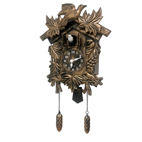 Brown vintage chiming cuckoo - vintage,